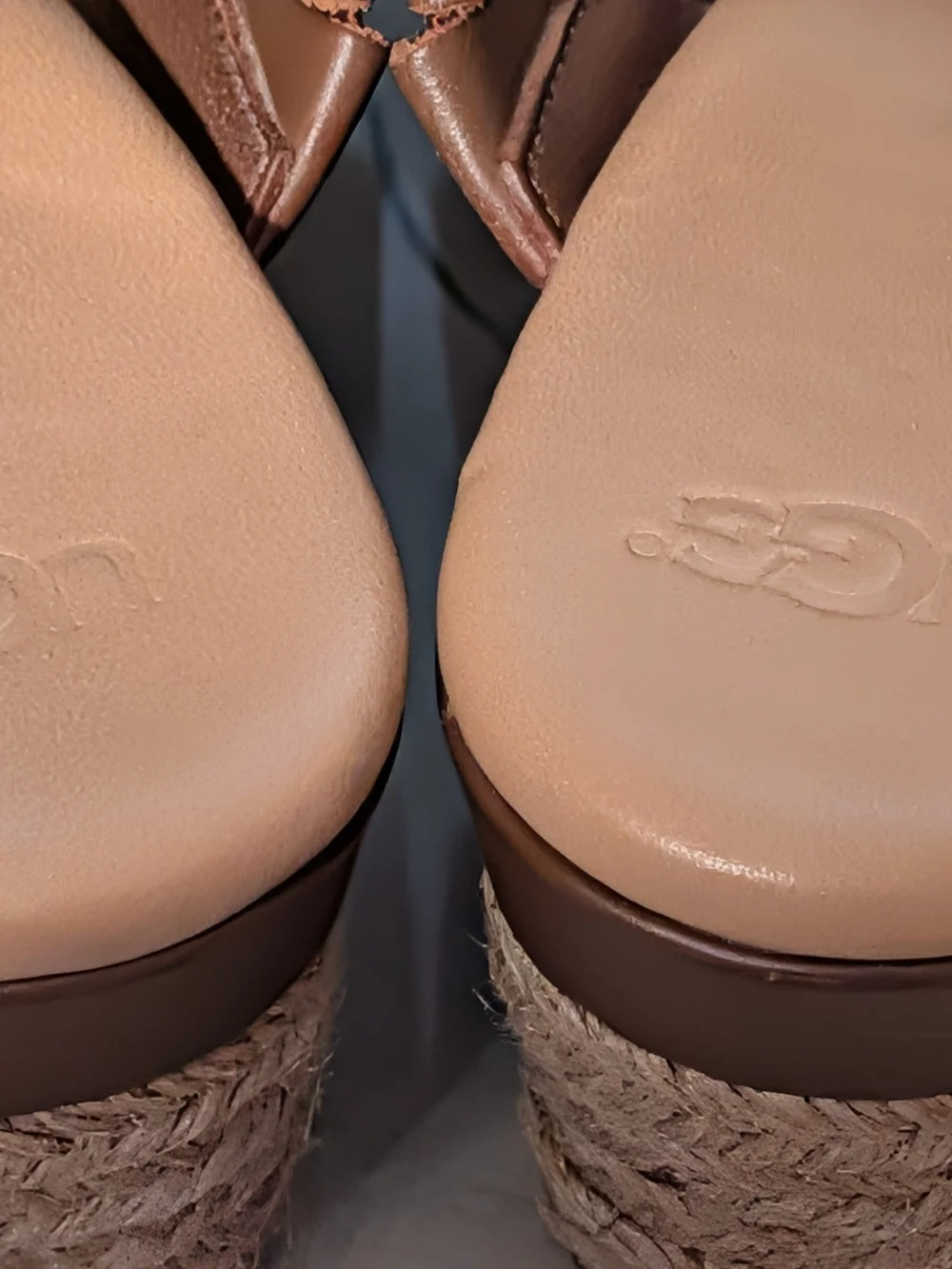 UGG Brown Braided-Strap Wedge Sandals